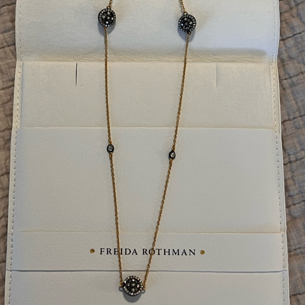 Freida Rothman Gold and Black Necklace
